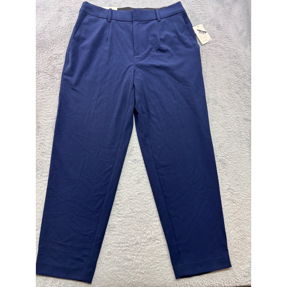 A New Day Womens Navy Blue High Rise Ankle Stretch Trousers Pants Size 8R NEW